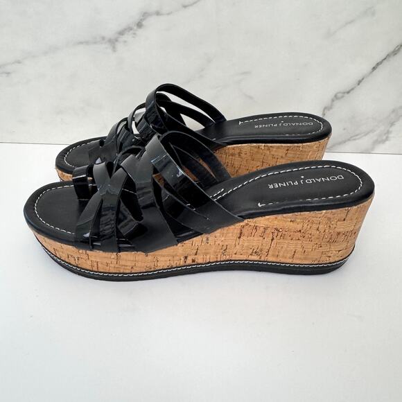 Donald J Pliner Womens Salma Slide Wedge Sandals Size 10 Patent Leather Black - Picture 4 of 9